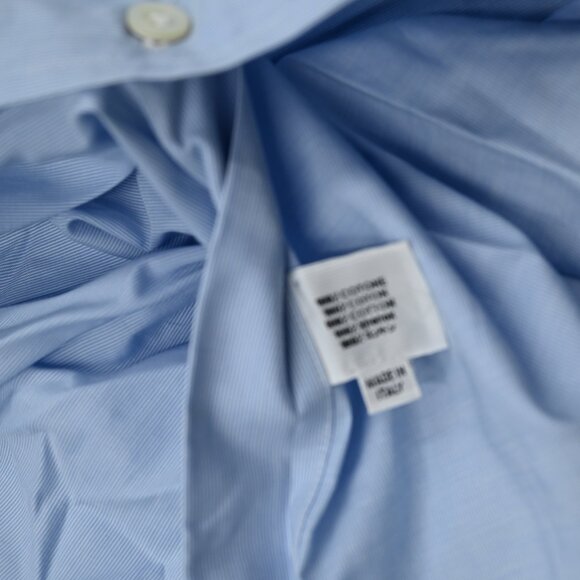 NEW $275 Breuer Made in Italy Very Fine Blue Stripe Cotton Dress Shirt 17x36 - Picture 5 of 5